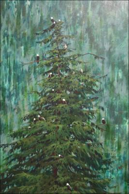 Bald Eagles 44 x 30 Acrylics, 1993, Price $750.00 with narrow frame