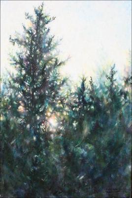 First Snow, 36 x 24 Acrylics, crackle glaze on canvas