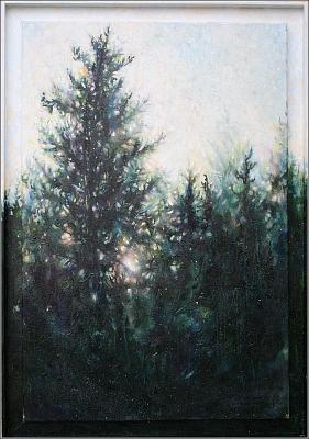 First Snow -  Acrylics, crackle glaze - 40 x 27 inches total size including “box-frame”