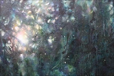 First Snow, detail - acrylics, crackle glaze