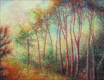 It’s a New Day 18 x 24 inches Dry Pastels on scarlet colored charcoal paper