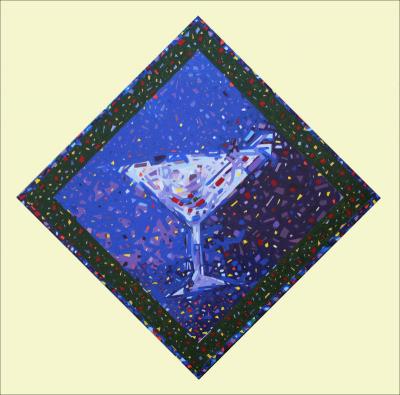 Artini - I Like My Art Shaken Not Stirred - 24 x 24 inches Acrylics on stretched canvas. Work in progress.