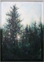 First Snow, Acrylics, crackle glaze on canvas, gallery wrapped, box framed, 40 x 27 x 1 inches