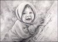Joseph - At The Park - 11 x 14 inches pencil, eraser on paper, white mat and white wood frame 22 x 26 inches total size.