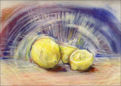 When Life Gives You Lemons, Draw Them - 11H x 14W inches dry pastels on charcoal paper