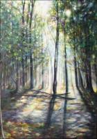Morning Light - 59 x 40 x 2 Acrylics on stretched canvas, narrow frame stained dark brown