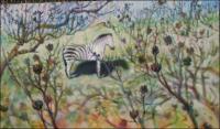 Myrtle At The Zoo, 20H x 34W x 2D inches acrylics on canvas, phase 12