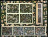 A very versatile set, the four 8 x 10 inch mosaics are wired to be arranged on the wall in a number of ways, and changed for variety in decor or wall sizes: vertically, horizontally, in a square configuration, width-wise, or lengthwise.