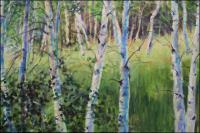 Northern Delights 02, Quaking Aspen, 24H x 36W inches acrylics on canvas, phase 02