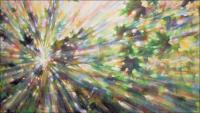 Sun Shower #4, work in progress June 14th, 2008 ~ 85 x 48 x 3 inches Acrylics on wrapped canvas.  