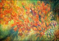 The Fourth of July, 22 x 30 inches Oil Pastels on Paper preliminary drawing of Orange Milkweed, Kentucky