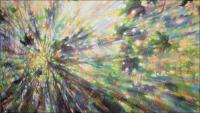Sun Shower #4, work in progress June 17th, 2008 ~ 85 x 48 x 3 inches Acrylics on wrapped canvas.  