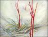 January Thaw - detail, Paper Places Series, 14 x 11 inches Oil Pastels, 26 x 22 inches with white mat and frame.