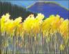 Gold In The Mountains #2, Paper Places Series, 14 x 11 inches Oil Pastels, 26 x 22 inches with white mat and frame.
