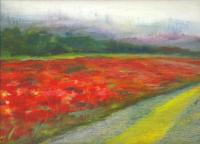 Tennessee Poppies, 11 x 14 inches Oil Pastels on paper. Framed size 22 x 26 inches, $550.00