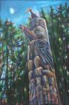 Magic Hour, The Gitxsan Pole in Thunderbird Park, B.C. Canada, belonging to Chief Wiha of The Wolf Clan, Kitwancool, 60 x 40 x 3 inches Acrylics on canvas