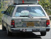 Girls' car, driving from Alaska to New York