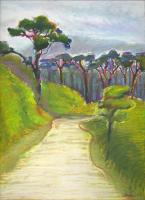Lake Cote Cloud Forest Reserve, 14H x 11W oil pastels on paper, 26H x 22W inches framed