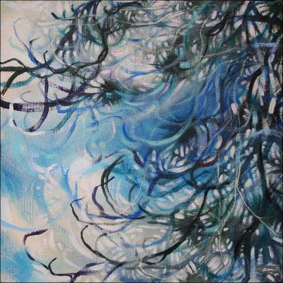 Jackpine, 11 x 11 x 3 inches acrylics on canvas, gallery wrapped sides painted