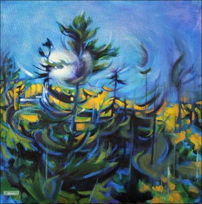 Jone's Falls, 11 x 11 x 3 inches acrylics on canvas, finished
