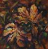 Decaying Ceiba Leaves - leaves of the  Mayan Tree of Life, Costa Rica - 11 x 11 x 3 acrylics on canvas, sides painted