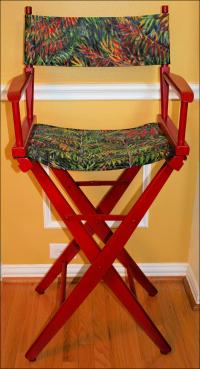Sumac Bushes 47H x 22W x 16D inches refurbished directors chair, acrylics on canvas
