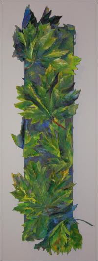 What Big-Leaf Maples Do At Night - Day look -20 x 57 x 4 inches Muslin, white glue, acrylics on canvas, 30 LED lights system