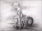 Adrian, The Muddy Field, 11 x 14 inches graphite on paper