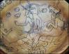 Ancient Mayan Bowl Replica, The Birth of the Maize God, details. Varnished, waxed, durable, functional
