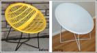 Vintage plastic Solaire Chairs by Fabiano and Panini, refurbished with canvas strips and layers of sanded drywall compound