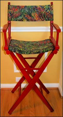 Sumac Bushes, refurbished directors chair, acrylics on canvas; functional