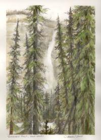Takkakaw Falls (Canadian Rockies), original: graphite and watercolors, NFS