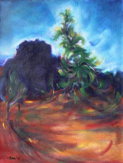 Dawn at Bell Rock (Arizona), 24 x 18 x 2 inches acrylics on canvas, gallery wrapped sides painted, finished