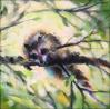 The Visitor, 11 x11 x 3 inches acrylics on canvas, gallery wrapped sides painted