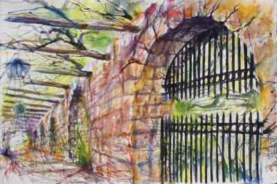 At The Alamo, San Antonio, TX  15 x 22 inches watercolors