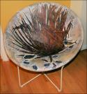 Cycad Leaf Fossil Chair, 29 x 29 x 29 inches, vintage chair, canvas, carved plaster, small fossils, mixed media