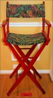 Autumn Sumac Bushes refurbished Director's Chair, acrylics on canvas, 48H x 23W x 16D inches
