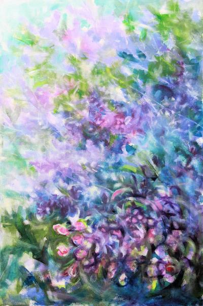 Seasonal, 36 x 24 x 2 inches acrylics on canvas, Phase 02 in progress