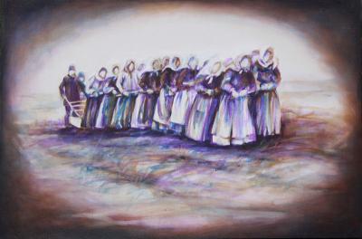 Breaking The Land: Doukhobor Women, 24 x 36 x 2 inches acrylics on canvas