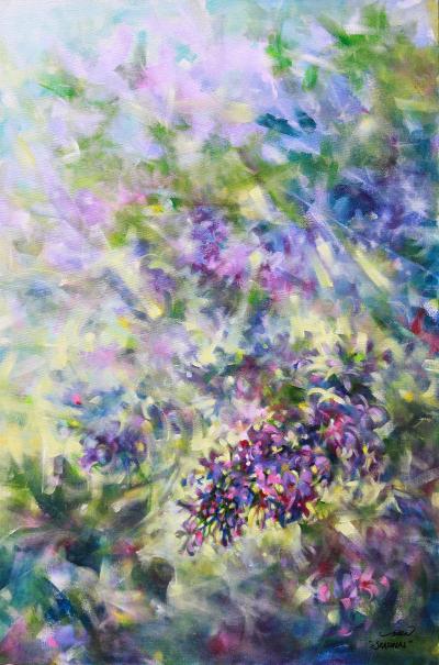 Seasonal, 36 x 24 x 2 inches acrylics on canvas, gallery wrapped sides painted