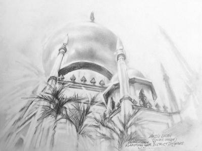 Masjid Sultan, Singapore 9 x 12 inches graphite on paper