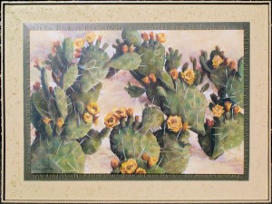 Prickly Pear Cactus, acrylics pins around 48 x 36 x 2 in. canvas, 3 in. box frame, Nov. 2000 - sold