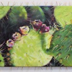 Prickly Pear Cactus, 2005 acrylics and pins on 8 x 10 in. canvas, sold but will take commissions for other versions
