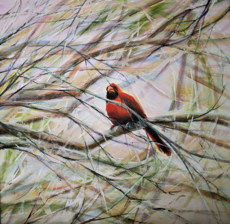 Cardinal, 24 x 24 x 1 inches acrylics on canvas Cardinal, 24 x 24 x 1 inches acrylics on canvas