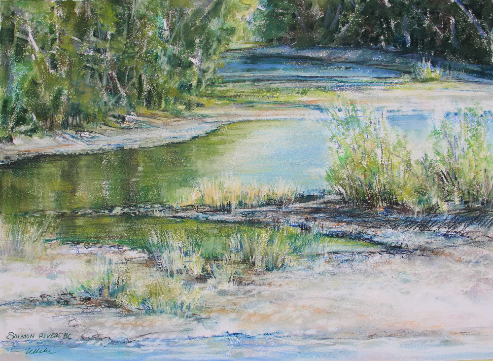Salmon River, Vancouver Island, BC Canada, 18H x 24W inches soft pastels on paper Salmon River, Vancouver Island, BC Canada, 18H x 24W inches soft pastels on paper