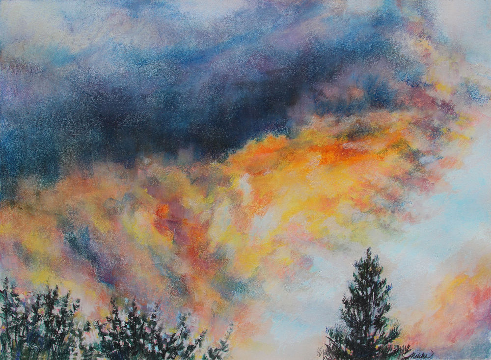 September Sunset, 18H x 24W inches soft pastels on paper September Sunset, 18H x 24W inches soft pastels on paper